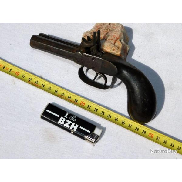 JOLI PISTOLET A PERCUSSION - CANON DOUBLE JUXTAPOSE OCTOGONAL ----