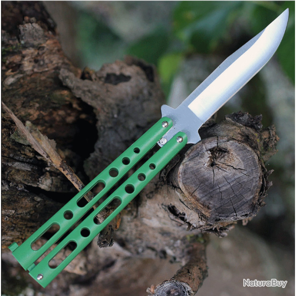 Couteau Papillon Ballisong Butterfly Green Lame Acier 440 Manche Zinc Made In USA BenchMark BM010