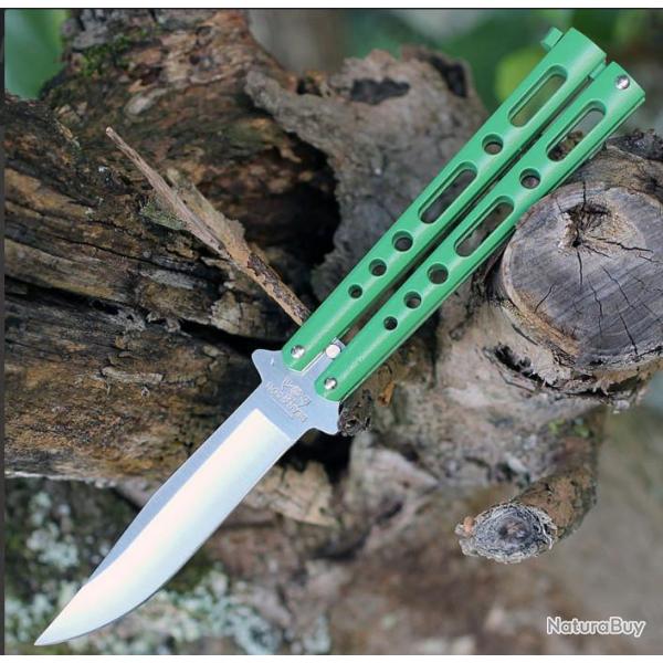 Couteau Papillon Ballisong Butterfly Green Lame Acier 440 Manche Zinc Made In USA Bear & Son BC117GR