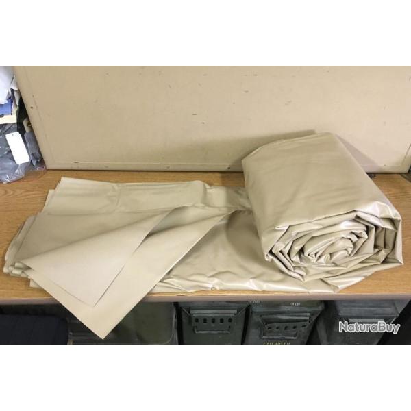 ORIGINAL US ARMY GROUND TARP HEAVY DUTY BACHE DE SOL EPAISSE VINYL DESERT TAN 4.30M X 4.30M NEUVE !!