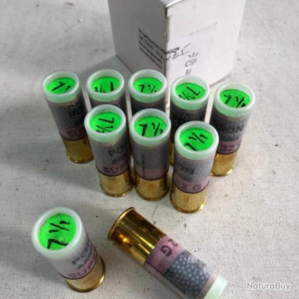 10 CARTOUCHES N 7.5 CAL.12/70 BOURRES GRASSES