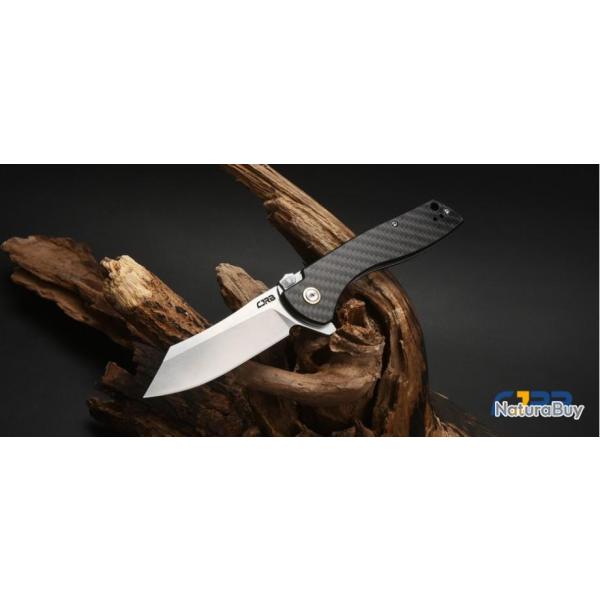 Couteau CJRB Kicker Flipper CF Manche Fibre Carbone Lame Tanto Reverse Acier D2 Recoil-Lock J1915CF