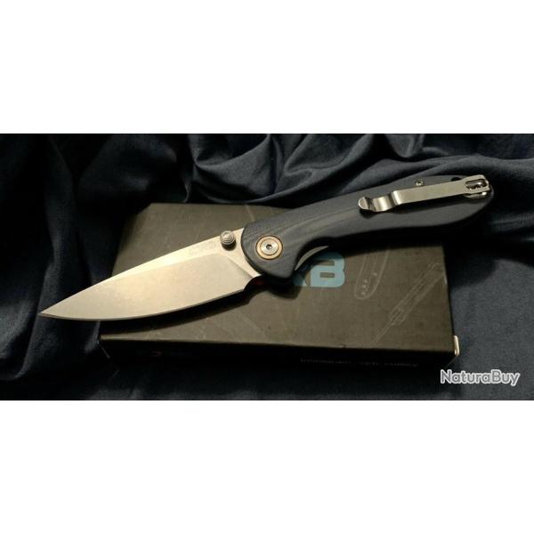 Couteau CJRB Small Feldspar Black Lame Acier D2 Manche G10 LinerLock Clip J1912SBKC