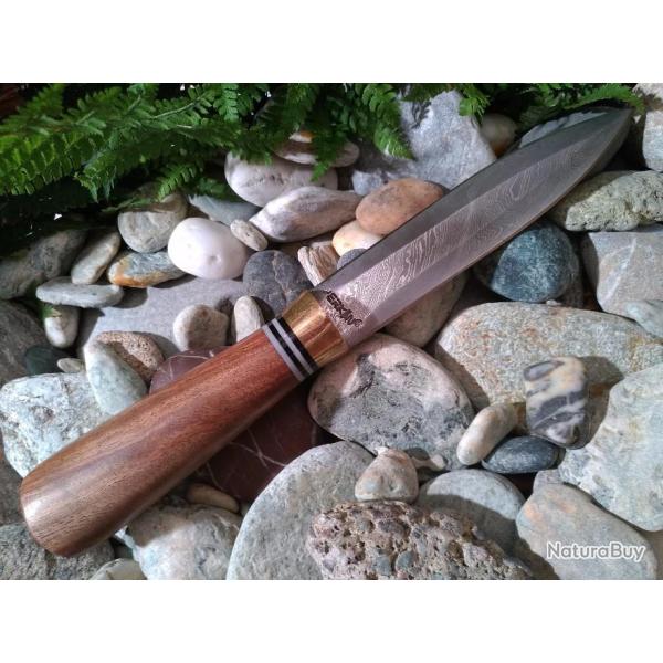 DAGUE DOUBLE TRANCHANT DAMAS et NOYER (4)