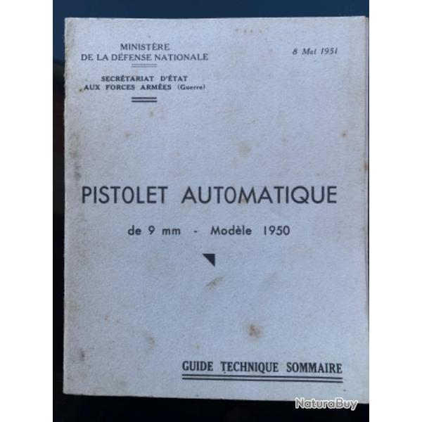 Guide technique sommaire pistolet automatique de 9 mm mod�le 1950 - MAC 50