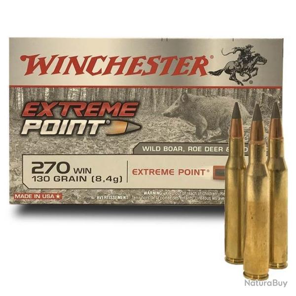 Munitions WINCHESTER calibre 270 Win Extreme Point 130gr - 8.4g x20