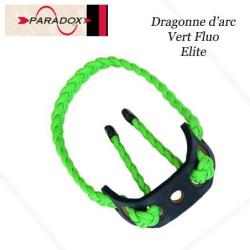 PARADOX Dragonne d'arc tress&eacute;e avec finition cuir Vert Fluo Elite