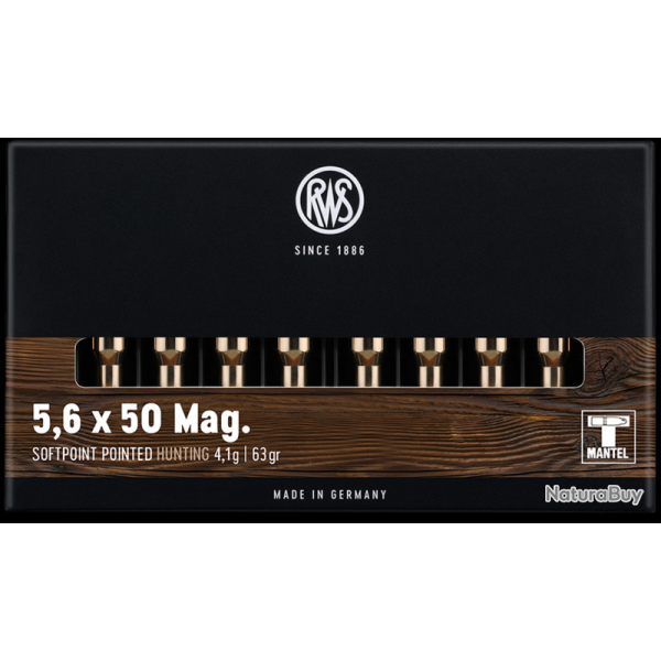 1 Boite de Munitions de grande chasse RWS en calibre  5.6X50 Mag TMS