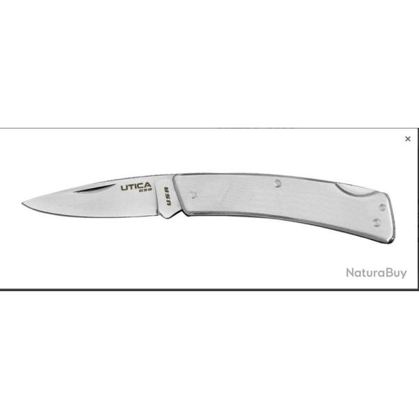 Couteau Utica Ridge Lockback Lame Acier Carbone 1055 Manche Acier Made USA UTK11131029CP