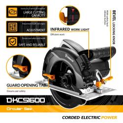 Scie Circulaire Pro 185mm Guidage Laser-DKCS1600 20260726000115