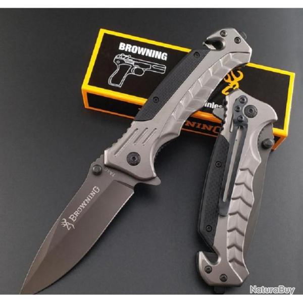 Couteau De Sauvetage Massif Lame Acier 9,5 cm Manche Acier/R�sine 12 cm Outdoor