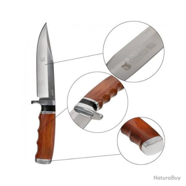 Poignard De Survie � Columbia � 28 Cm Type Rambo Acier Inoxydable Etui Ceinture