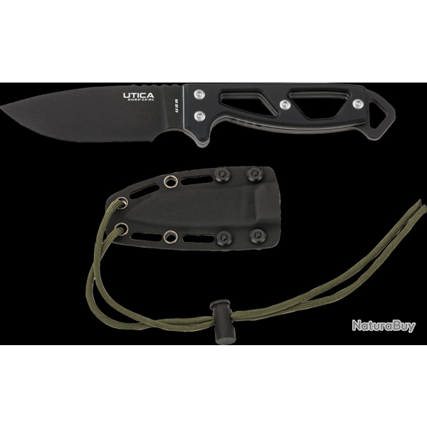 Couteau de Cou Utica Stealth II Neck Lame Carbone 1095 Etui Nylon USA UTK11UTKN2