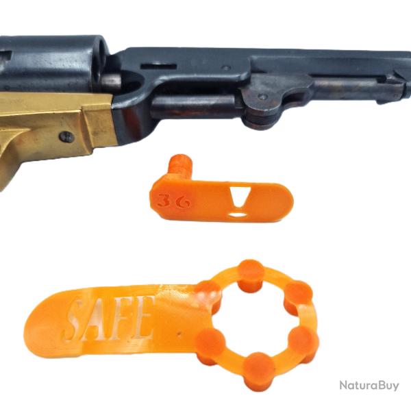 Bouchon de mise en s�curit� avec languette Colt 1860 Calibre 36 Poudre Noire