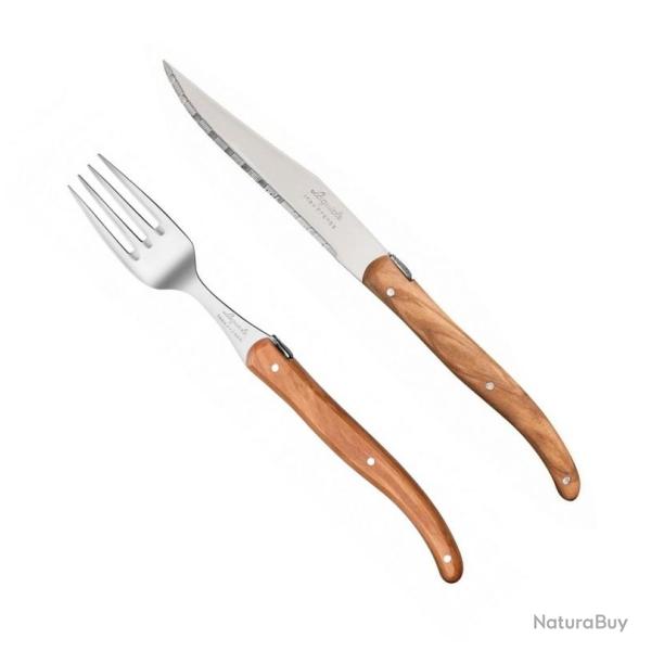 Set 6 couteaux et 6 fourchettes de table "Laguiole" olivier [N�ron]