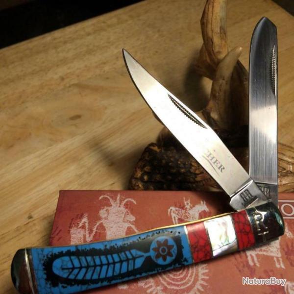 RR1525 Couteau Rough Rider Dreamcatcher Trapper 2 Lames Acier 440 Manche Synth�tique