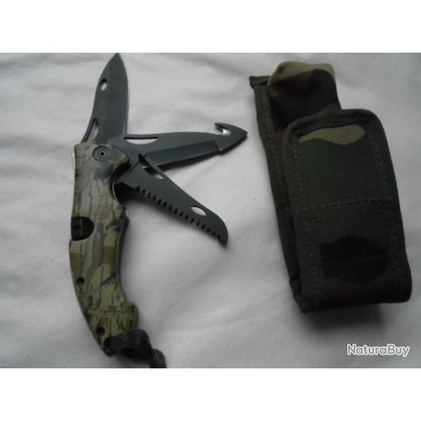 COUTEAU DE CHASSE � 3 LAMES VERROUILLABLES INDIVIDUELLEMENT AVEC ETUI CAM
