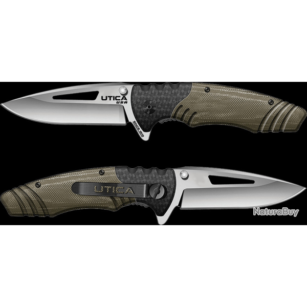 Couteau Utica Utica Stealth Dog I Lame Acier 8Cr13MoV Manche Tan G10 Ball Bearing UTK911300CP