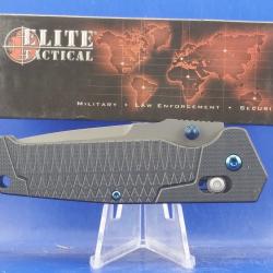 Couteau Elite Tactical Rapid Lock Lame Acier 8Cr13MoV Manche G10 Clip ET1016DBSO