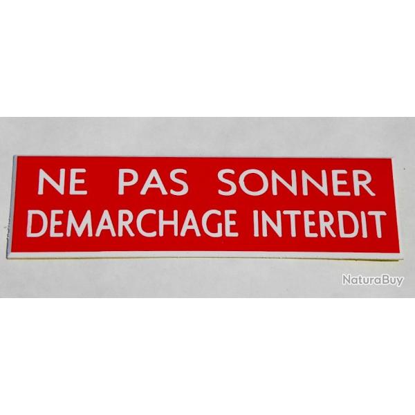 panneau rouge NE PAS SONNER DEMARCHAGE INTERDIT Format 70x200 mm