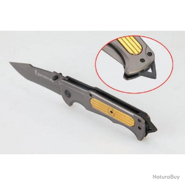 Couteau De Sauvetage Massif Lame Acier Tanto 9,5 cm Manche Acier 13 cm Outdoor