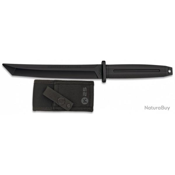 Couteau d'entranement droit caoutchouc K25 NOIR