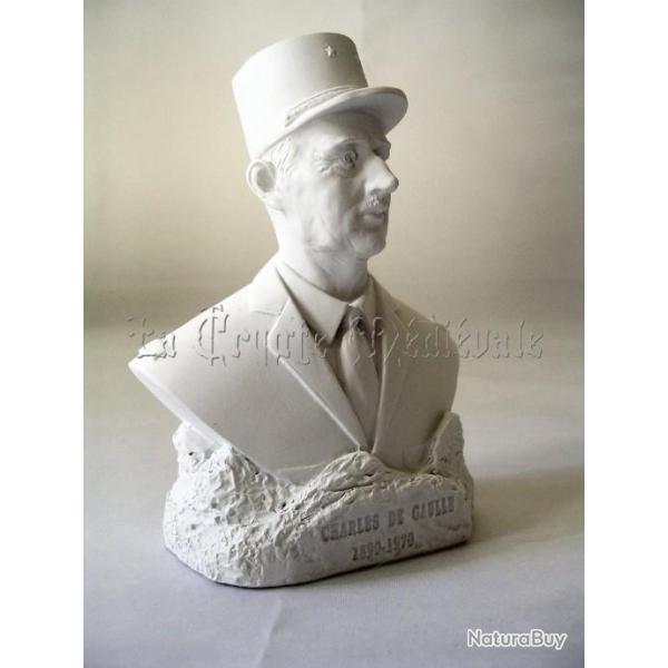 BUSTE DU GENERAL DE GAULLE fa�on marbre/FRANCE LIBRE