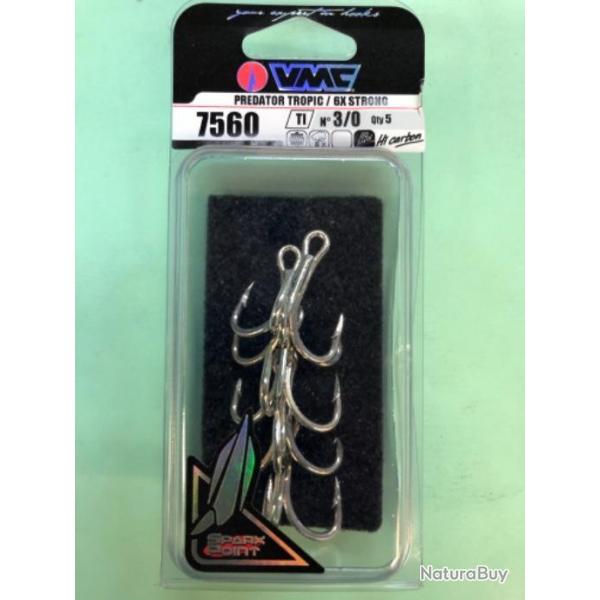 5 hame�on triple 3/0 r�f 7560ti ou 7560 predator tropic vmc  p�che silure