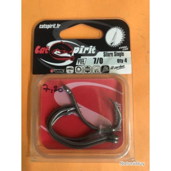 4 hame�on simple 7/0 r�f 8357 bn p�che silure cat spirit VMC