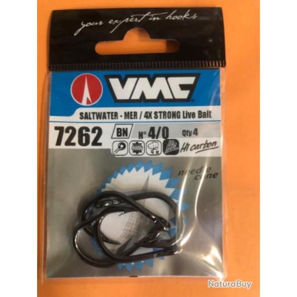 4 hame�on simple 4/0 r�f 7262 bn p�che silure VMC