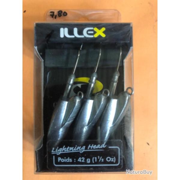3 t�te plomb�e 42 gr  illex lightning jig head p�che carnassier