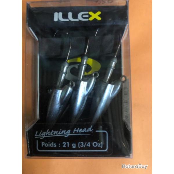 3 t�te plomb�e 21 gr  illex lightning jig head p�che carnassier