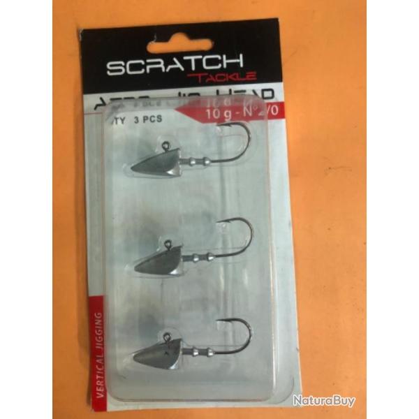 3 t�te plomb�e 10 gr  scratch tackle aero   jig head p�che carnassier