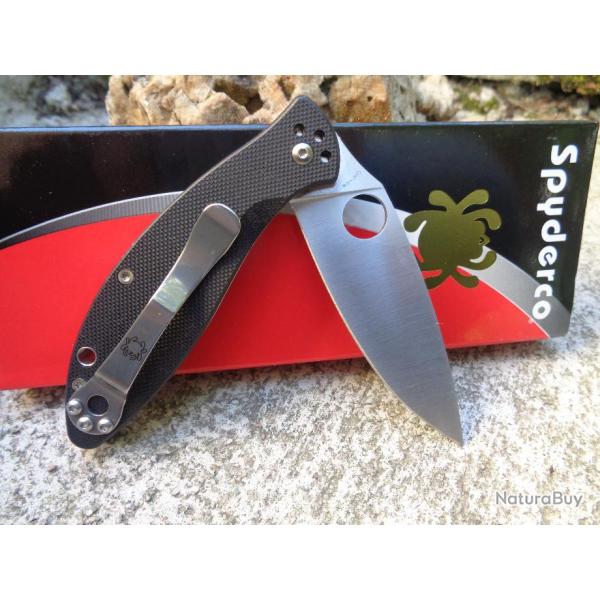 Couteau Spyderco Astute Lame Acier 8Cr13MoV Manche G10 Linerlock Clip SC252GP