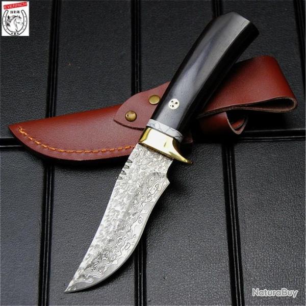 EVERRICH COUTEAU DROIT MOTIF DAMAS 21CM -  LIVRAISON GRATUITE !!