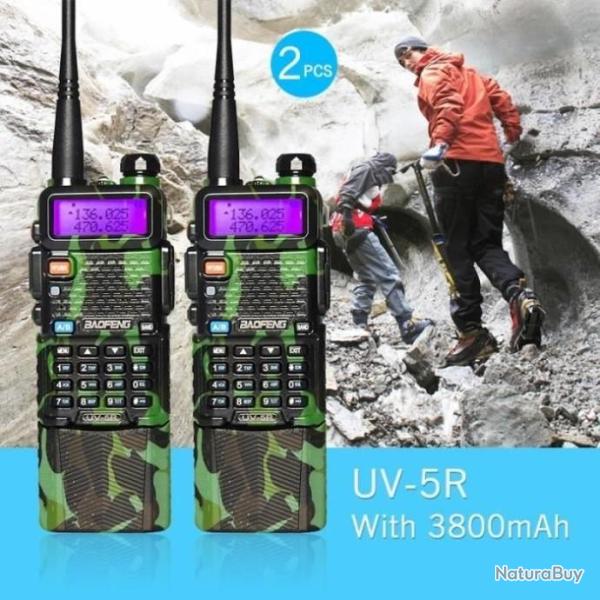 2Pcs Baofeng UV-5R walki talki With 3800mah Battery Dual Band Transceiver 128 Channels UHF/VHF Two w