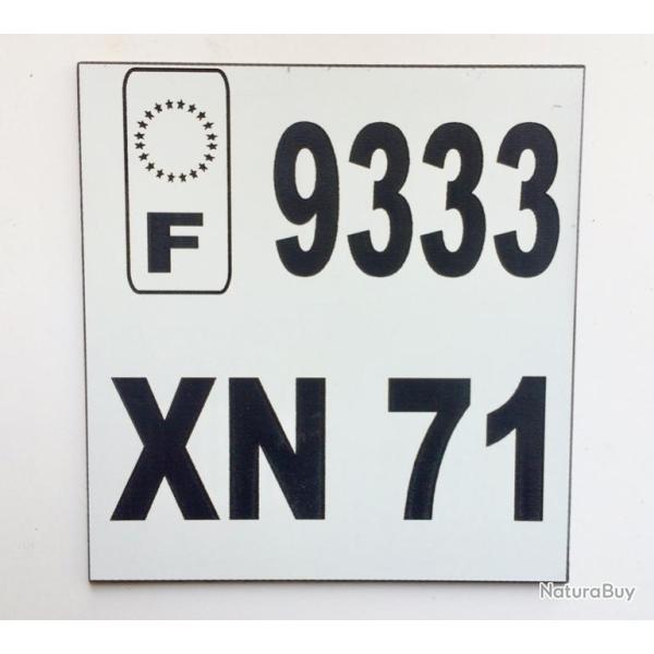 plaque grave style immatriculation format dimensions 10x10 moto tout terrain