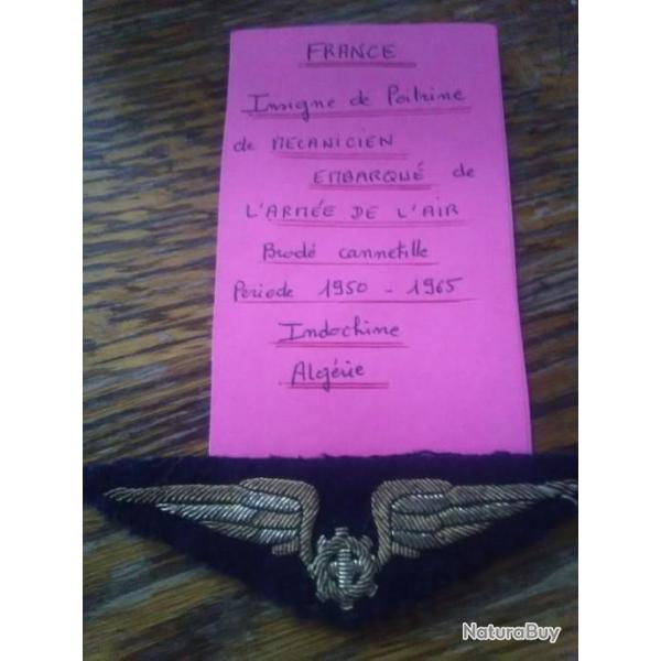 Insigne Arm�e de l air M�canicien embarqu� Indochine-Algerie