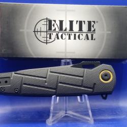 Couteau Elite Tactical Lame Acier 8Cr13MoV Serr Manche Black Nylon Linerlock Clip ETA001BKS