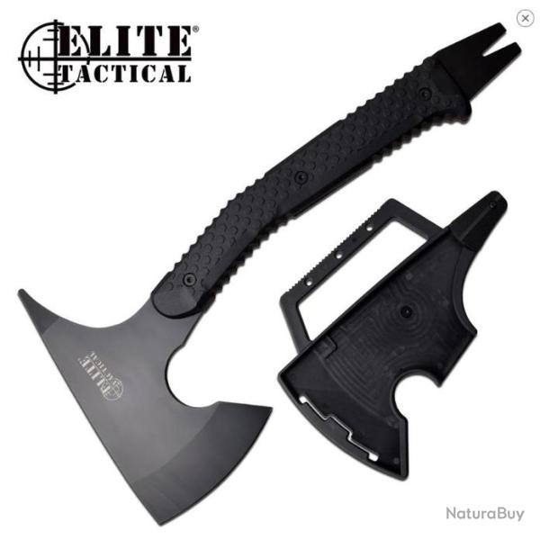 Hache Tomahawk Elite Tactical Axe Acier Inox Manche FRN Etui Plastique  Pied de Biche ETAXE001BK