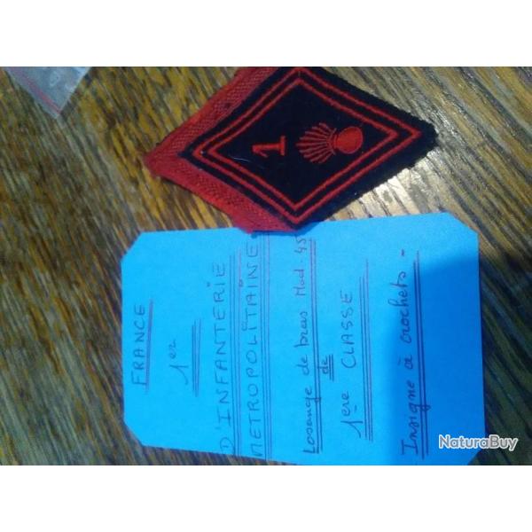 Insigne 1er infanterie m�tropolitaine Pour 1ere classe