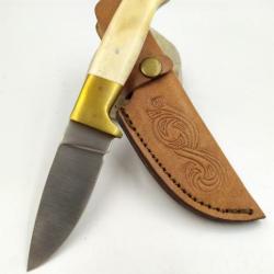 Beau Poignard Bowie Manche en Os Etui en cuir