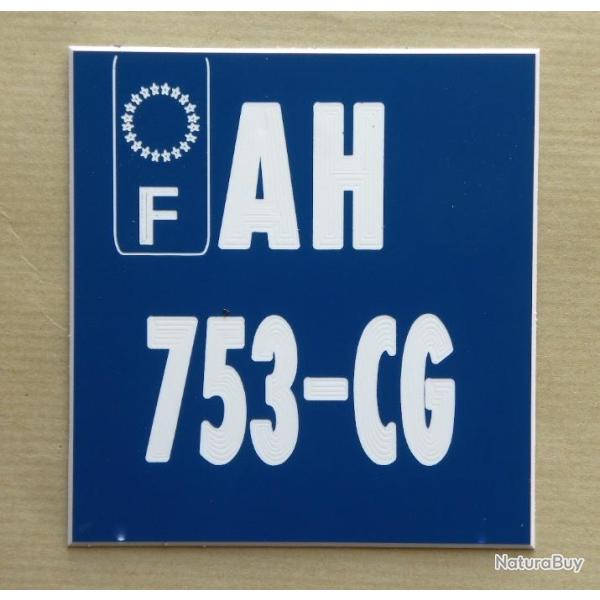 plaque grave bleue style immatriculation format dimensions 10x10 moto tout terrain