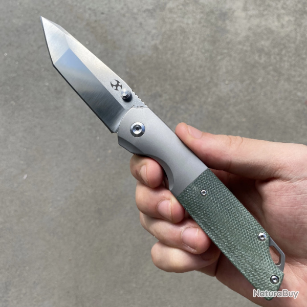 Couteau Kansept Warrior Green Titanium/Micarta Lame Tanto Acier S35VN Ball Bearing ClipK1005T5