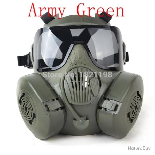 Masque Tactique Airsoft M50 AVEC VENTILATEUR VERT ARMEE - LIVRAISON GRATUITE !!