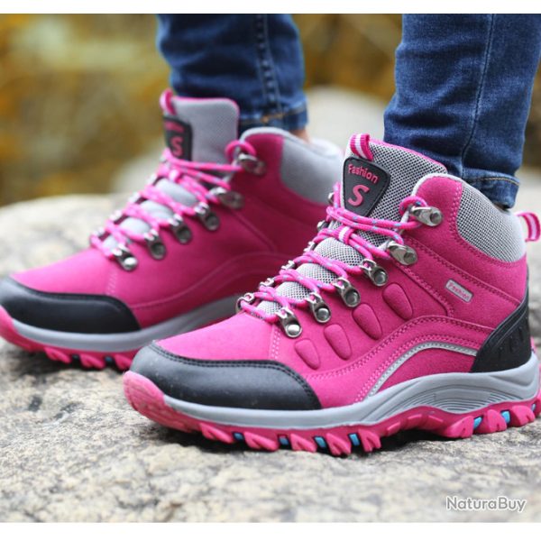 Chaussures femme montantes, randonn�e, rose, taille 35 � 40.