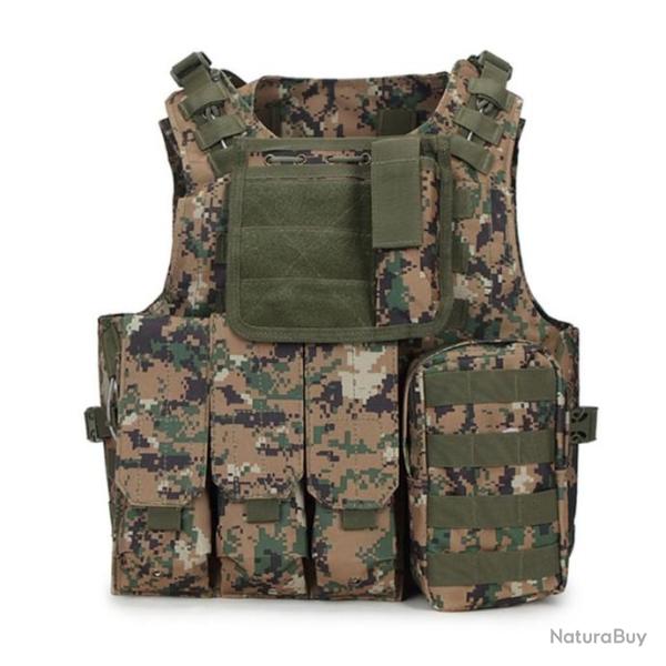 Gilet de Protection Tactique Couleur CAMOUFLAGE JUNGLE DIGITAL - LIVRAISON GRATUITE !!