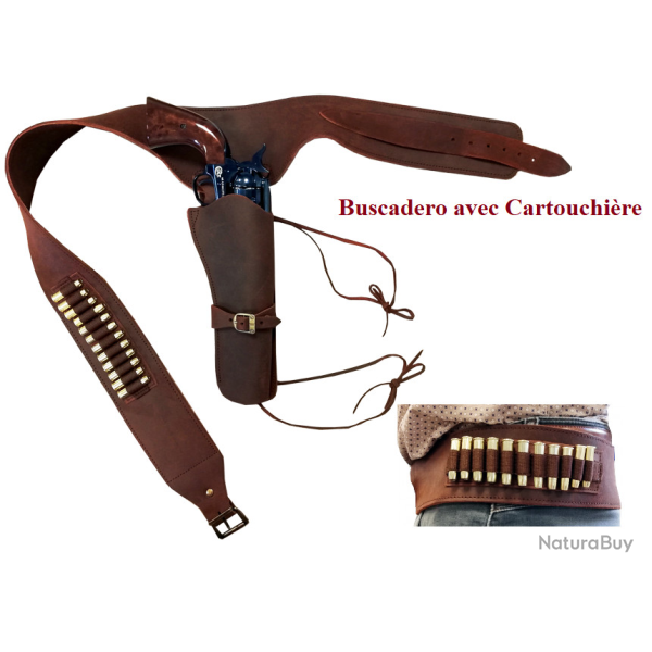 Ceinturon holster (BUSCADERO cuir Legends) Marron pour 1 revolver western
