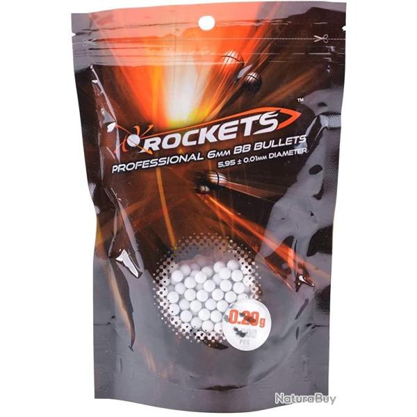 Sachet 1000 billes airsoft Rockets,Ѣ 0,20gr.