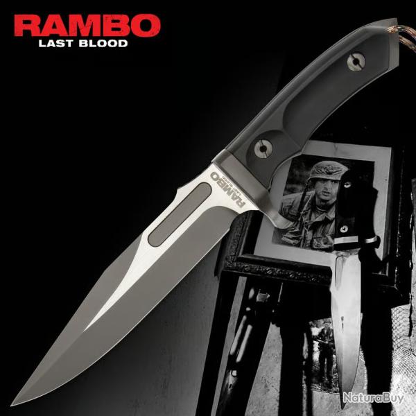 Couteau Rambo Last Blood Bowie Lame Acier Inox Etui Cuir Licence Officielle Rambo V RB9416